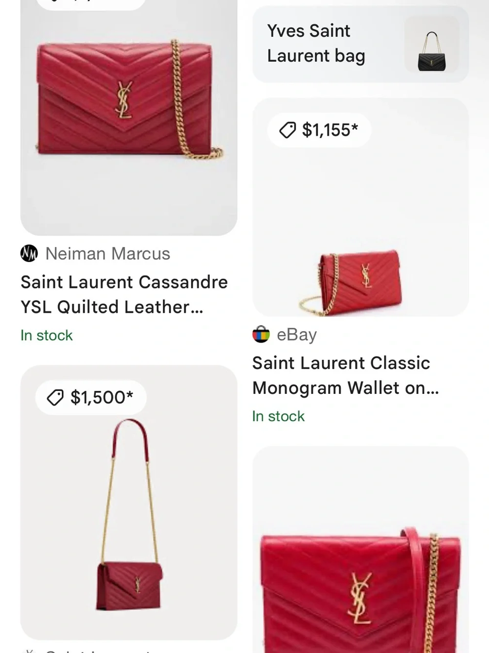 YSL CASSANDRE ENVELOPE CHAIN WALLET IN LAMBSKIN-Hot Pink